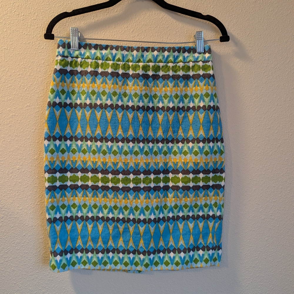 NWOT J. Crew Colorful Pencil Skirt Size 2